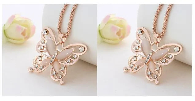 Butterfly Spirit Necklace women alloy snake bone chain pendant gold colour with fall protection