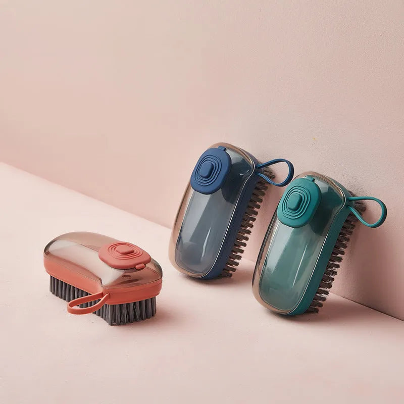 Blue automatic liquid cleaning brush with ergonomic grip for shoes and household laundry
