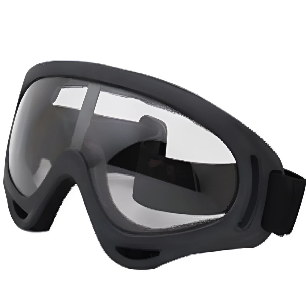Outdoor sports goggles with UV protection, PC lens, sliding polycarbonate frame, non-slip rubber nose pad.