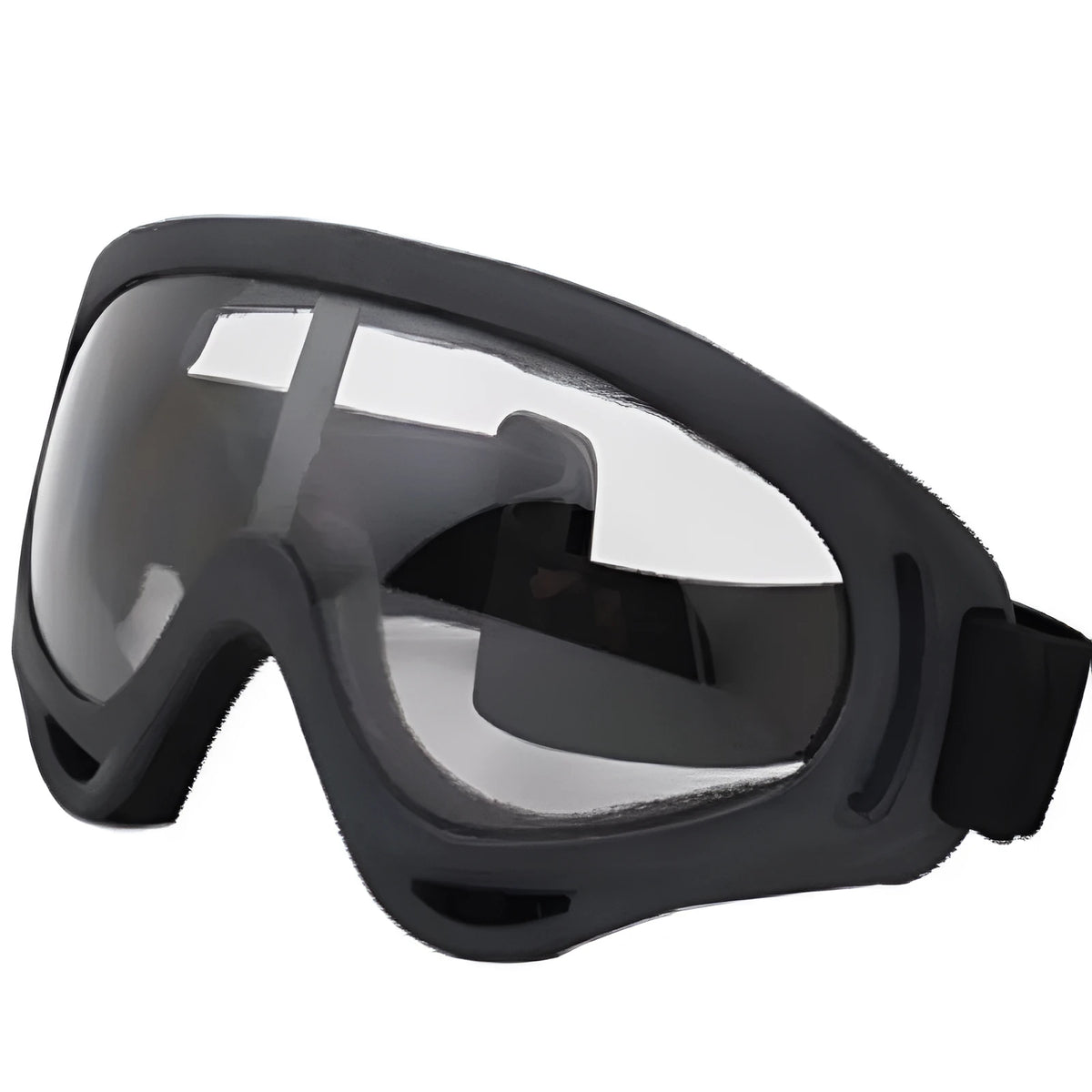 Outdoor sports goggles with UV protection, PC lens, sliding polycarbonate frame, non-slip rubber nose pad.
