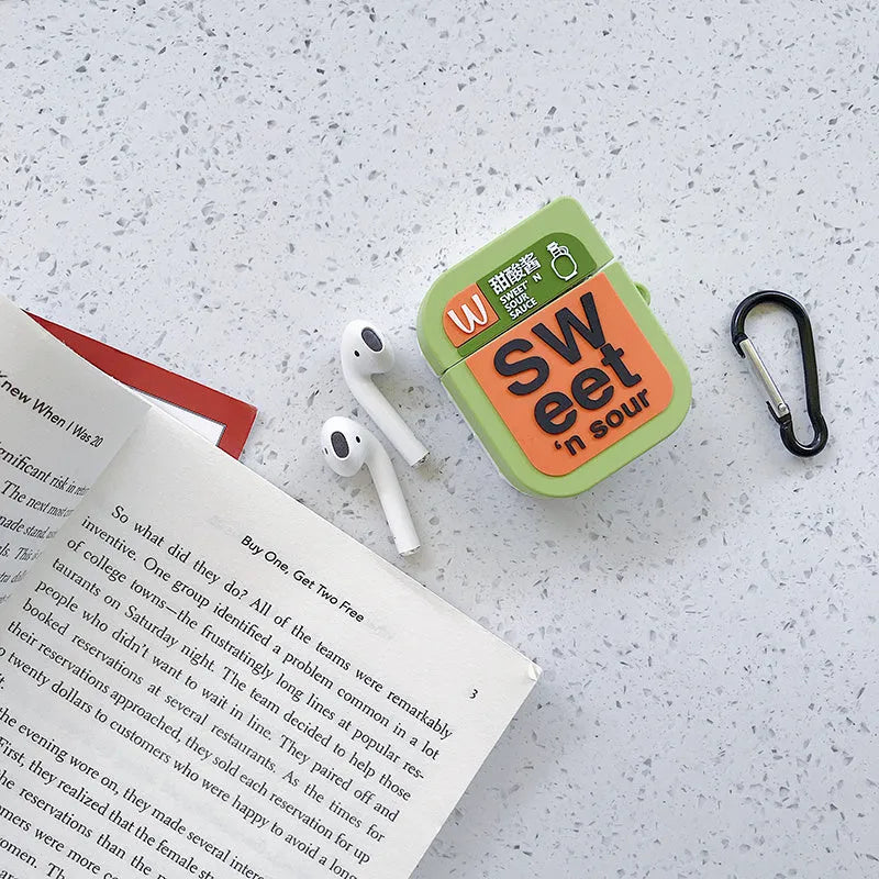 Silicone AirPods case with cartoon animal design in multiple colours