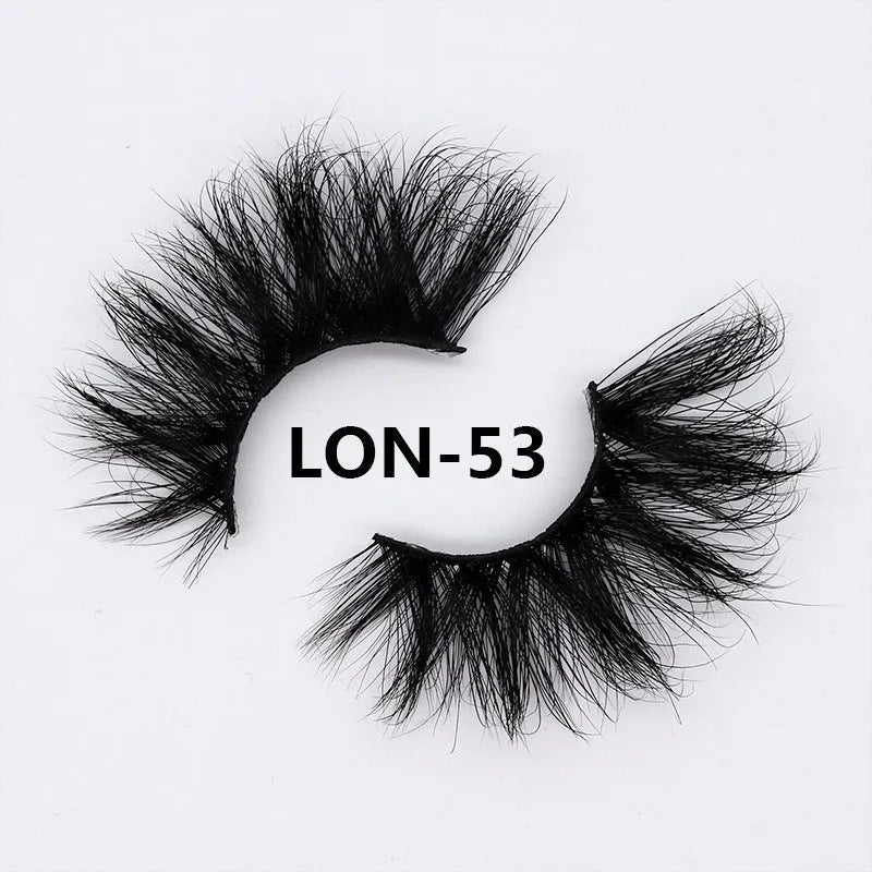 25MM3D mink false eyelashes in 25mm length on a white background showing soft 3D volume