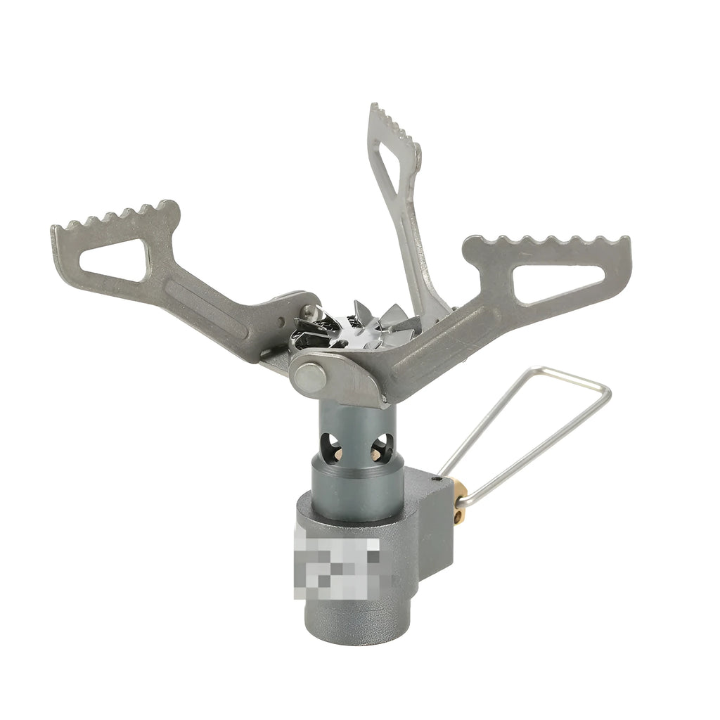 Portable camping gas stove with one-piece furnace for outdoor cooking