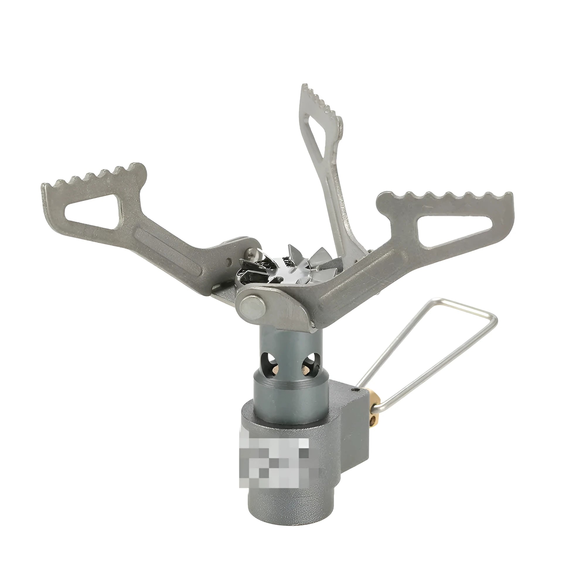 Portable camping gas stove with one-piece furnace for outdoor cooking