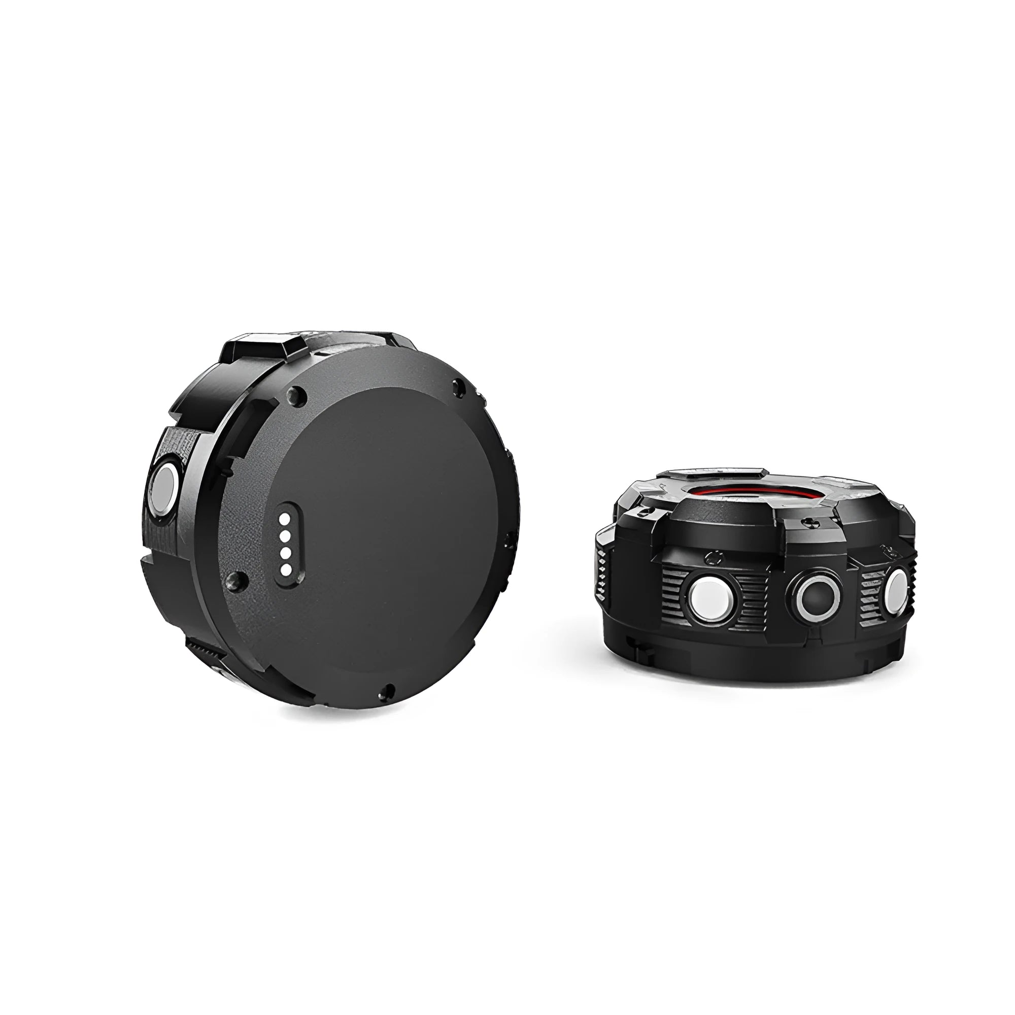 Black waterproof sports digital camera showing front view with lens and display