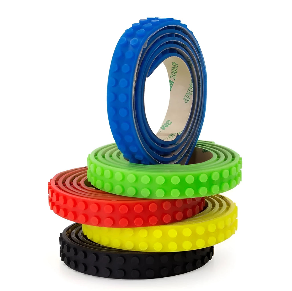 Reusable silicone building blocks tape strip 100cm long in a variety of colours compatible with Lego