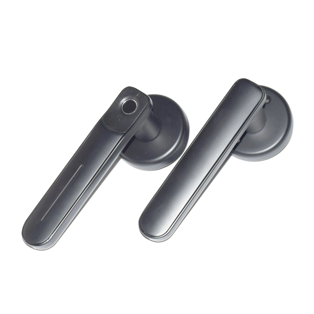 Black M4 smart fingerprint lock with zinc alloy body and semiconductor sensor on a white background