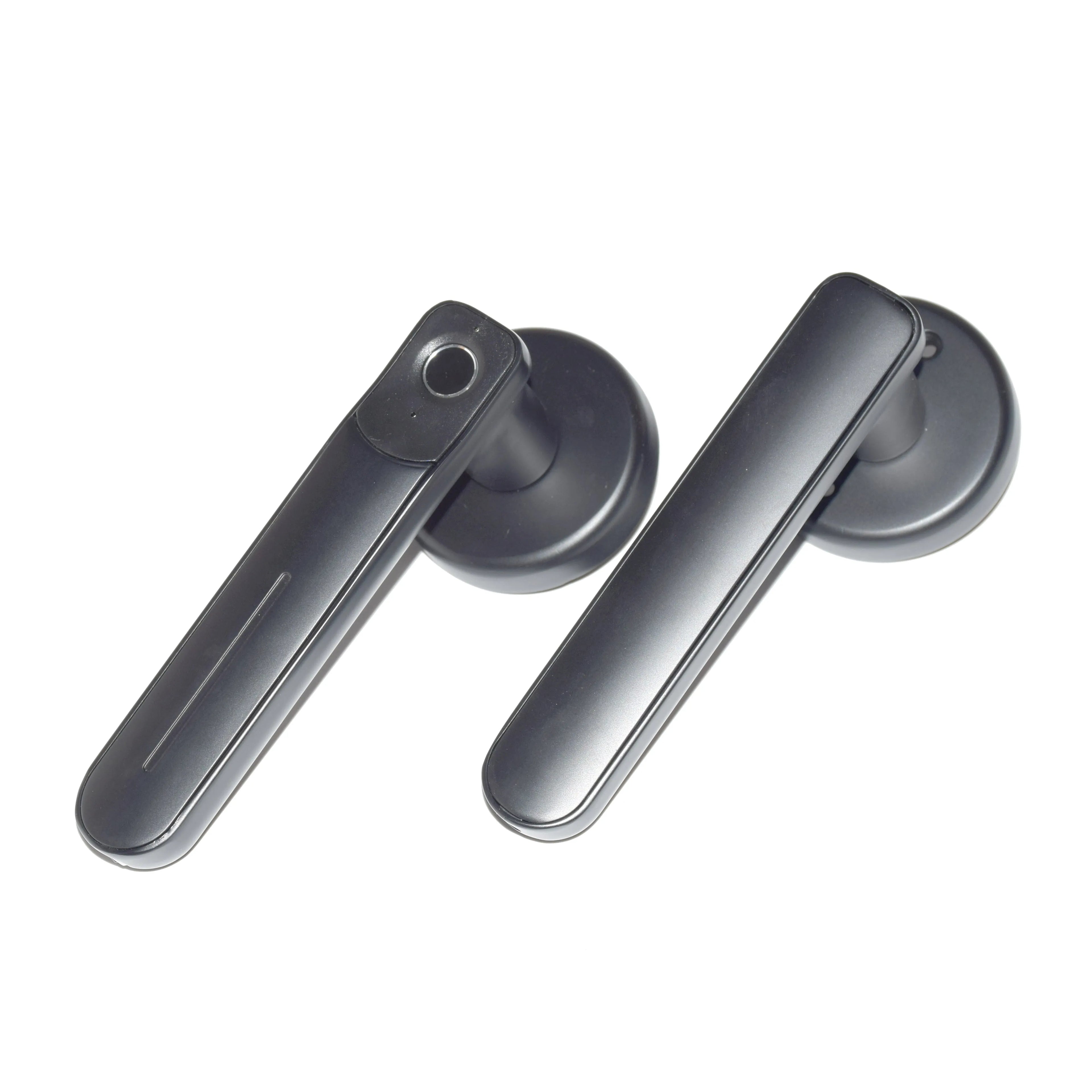 Black M4 smart fingerprint lock with zinc alloy body and semiconductor sensor on a white background