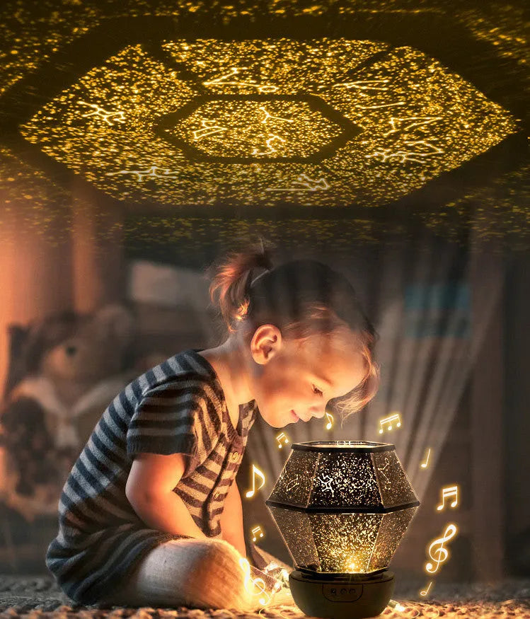 Children's rotating stars night light projecting dreamlike starlight with LED illumination