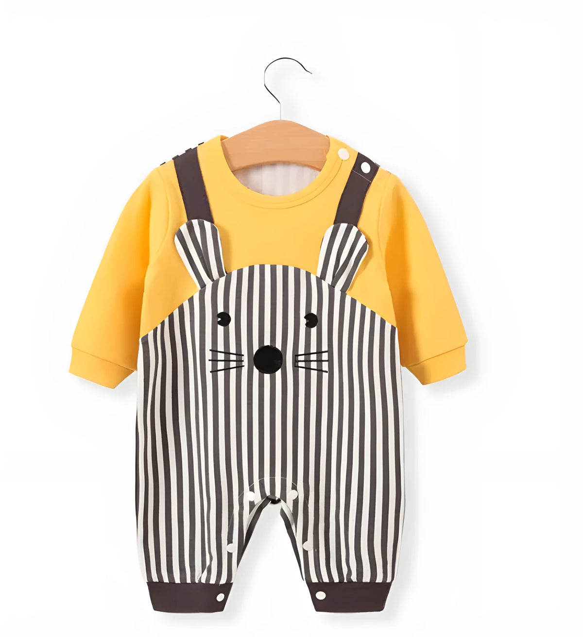 Cotton baby suit, safety class A, pullover, long sleeves, white or yellow, sizes 59cm to 90cm