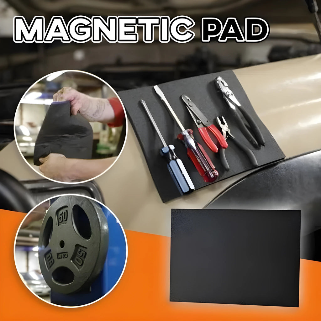 Black magnetic tool mat 300 x 200 x 3 mm flexible rubber sponge pad for holding tools on metal surfaces