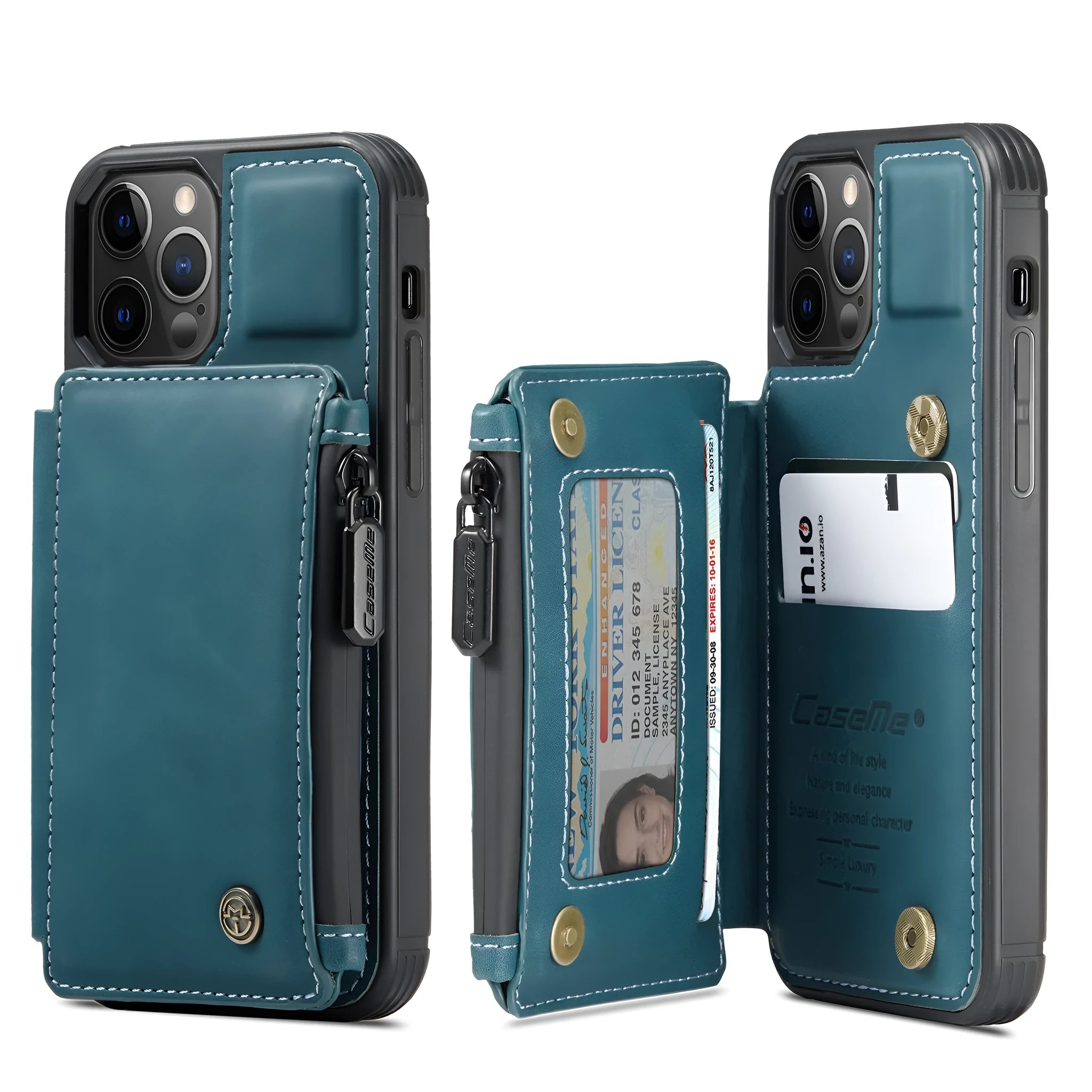 Handmade black PU leather anti-theft holster case for mobile phone with brush texture detail.