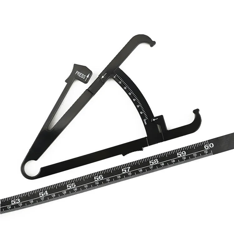 Black body fat caliper measuring instrument with ABS plastic construction and 0-70mm measurement range