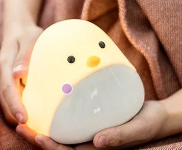 Time Bird multi-functional electronic smart clock in yellow with cartoon bird design, LED display showing time and temperature, USB model