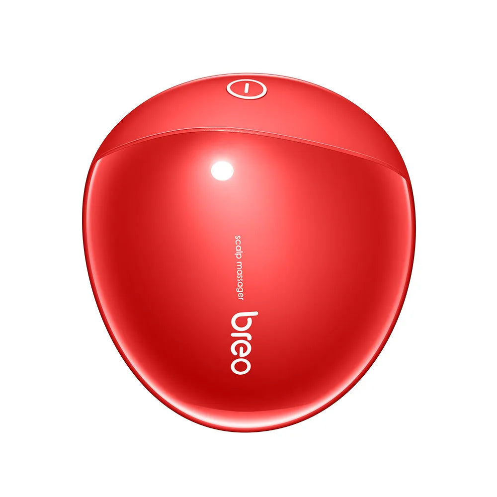 Red electric handheld scalp massager with soft silicone massage heads