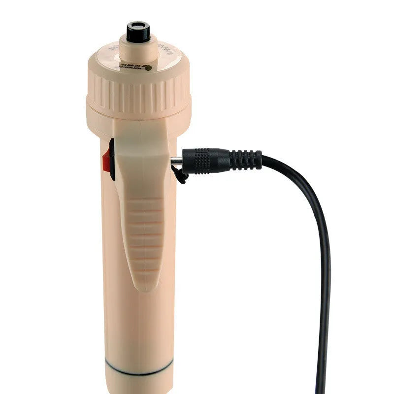 Light yellow electric fish tank sand washer with 90-degree right angle head and anti-skid grip