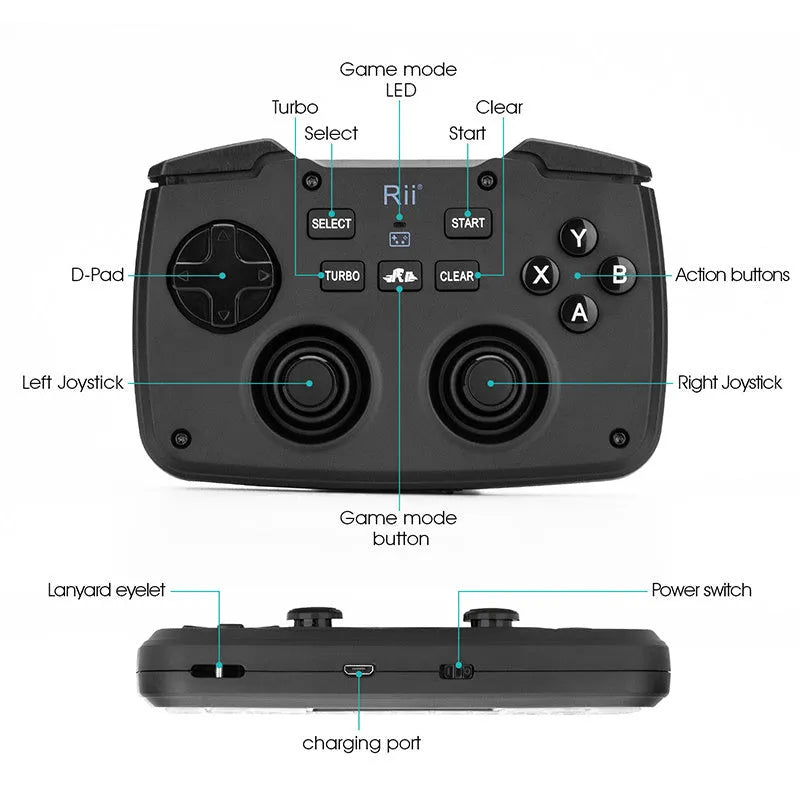 Black wireless mini keyboard with USB connection and ergonomic support, compact design without multimedia keys.