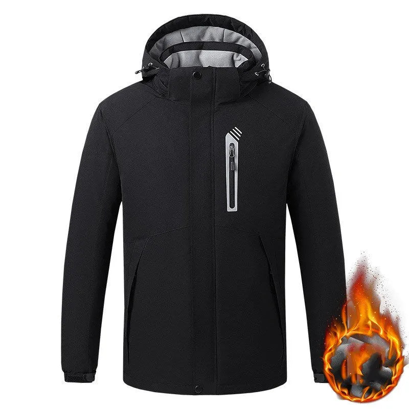 Smart thermostat heated jacket with USB power bank in Army Green, 90% nylon spandex shell and polyester lining