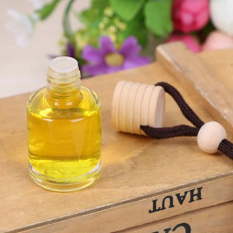 Glass bottle car air freshener hanging ornament with 55g fragrance oil in clear glass