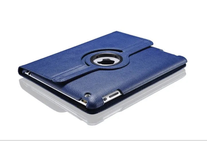 PU leather iPad case with clam shell design showing magnetic sleep function compatibility with multiple iPad models