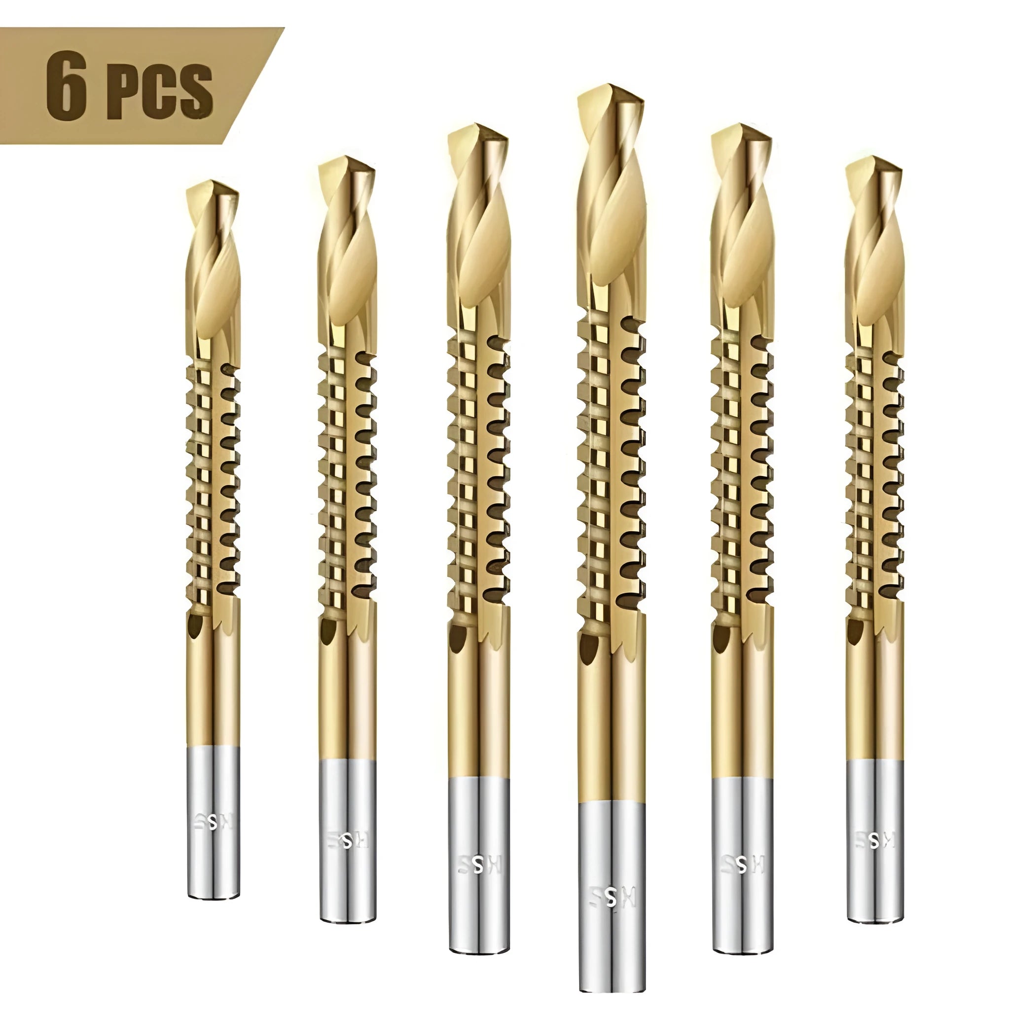 6-piece high-speed steel wood drill set with bits 3-8mm diameter