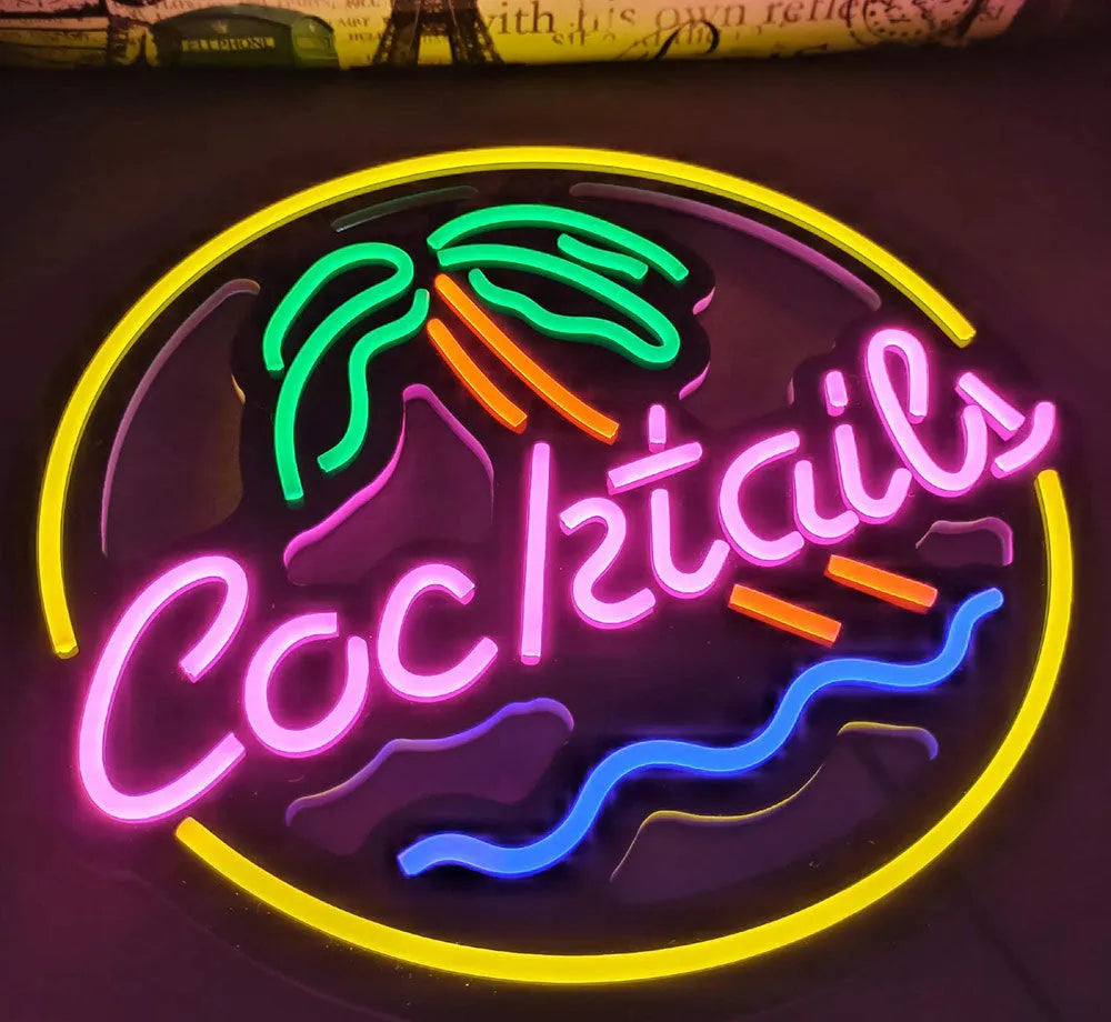 LED coffee neon billboard advertising light with mixed colours for bar and shop decoration