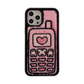Pink TPU iPhone case with embroidered towel fabric design on back cover