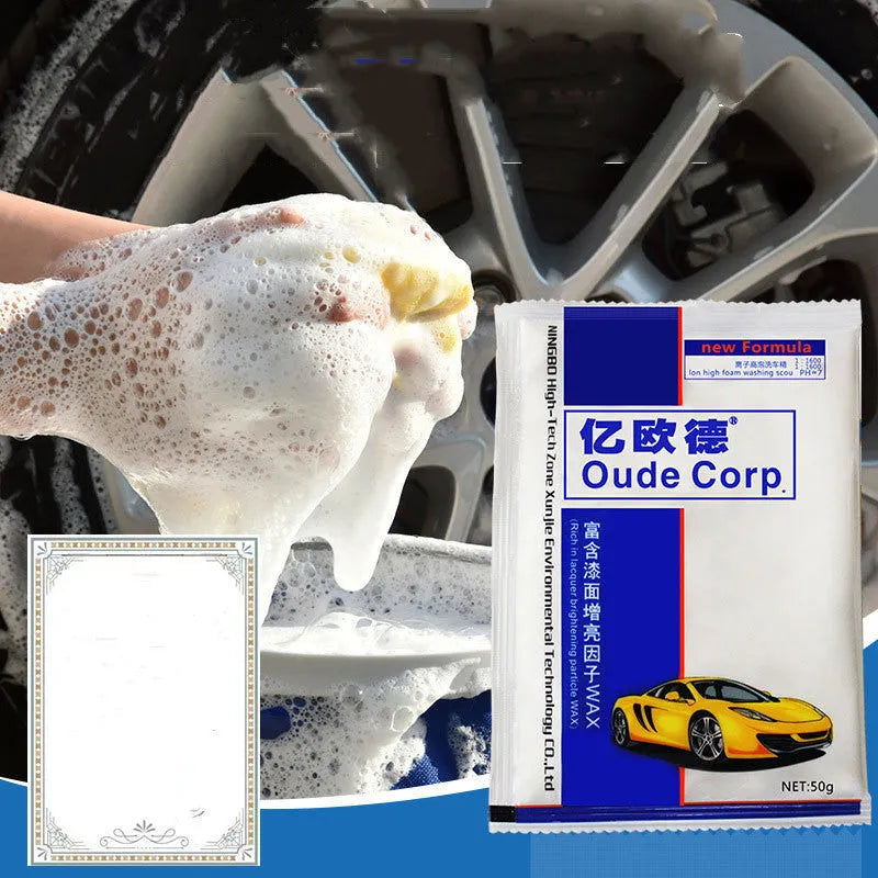 Concentrated foam car wash powder in 50g sachet with wax additive for car cleaning