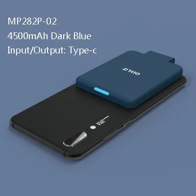 Slim 4500mAh back clip power bank in black, white, blue, pink, or red for iPhone Android Type-C charging