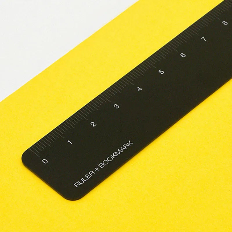 15cm black aluminium ruler with laser-engraved scales and bookmark function