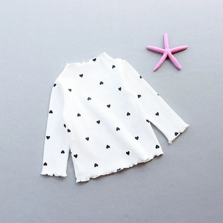Children's cotton long-sleeved T-shirt bottoming shirt in beige, pink, black, white, or yellow, sizes 90cm to 130cm