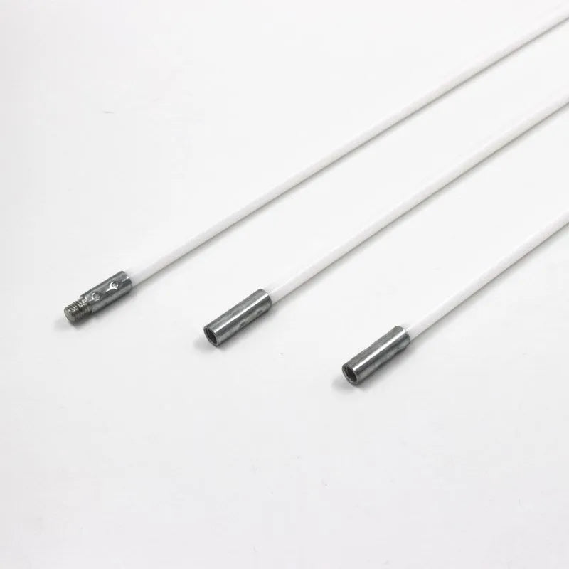 Pipe cleaning brush set with six nylon rods and 100mm diameter galvanised iron wire brush head in blister packaging