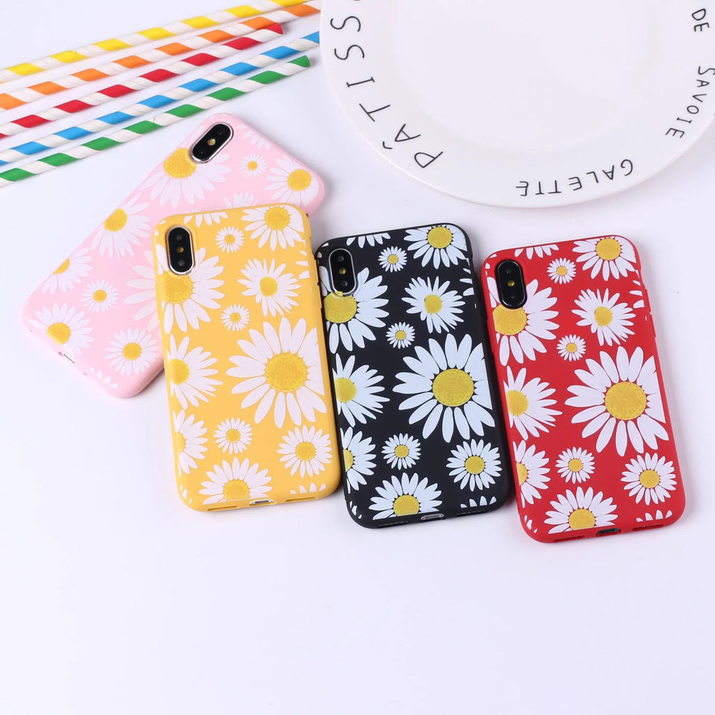 Sunflower phone case TPU back cover with painted cartoon animal design for iPhone and Samsung