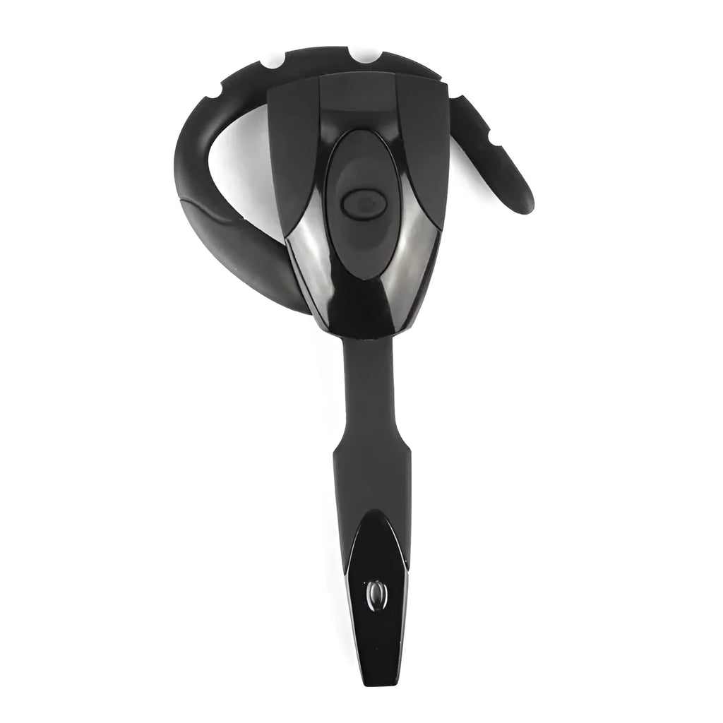 EX-01PS3 Bluetooth headset in black with hanging ear design and power display