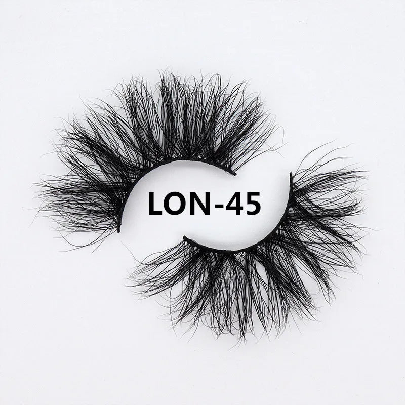 25MM3D mink false eyelashes in 25mm length on a white background showing soft 3D volume