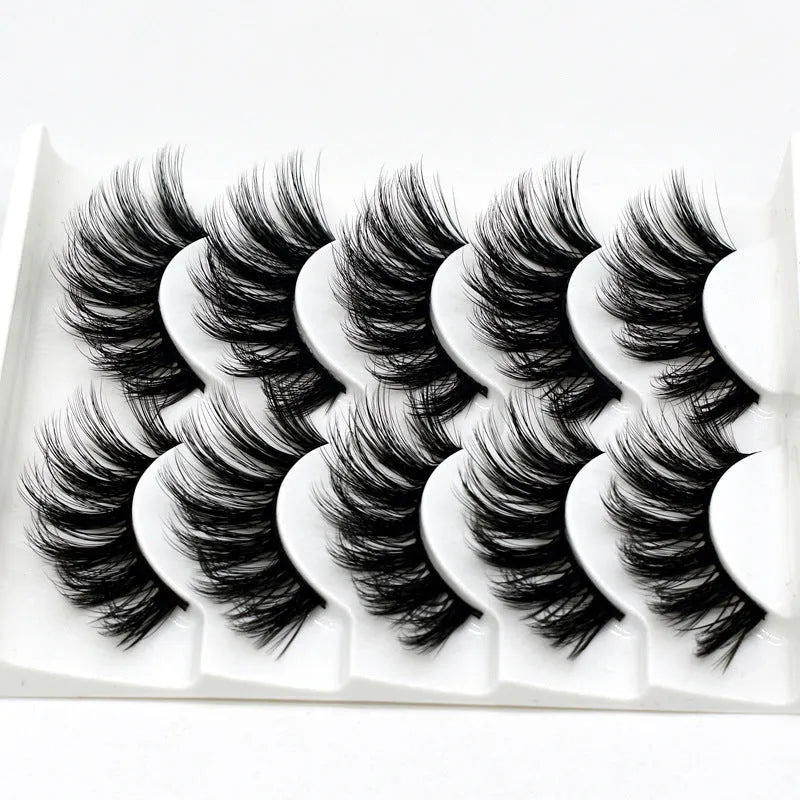 Handmade thick long natural false eyelashes 5 pairs 3D fiber fluffy volume in six style colours