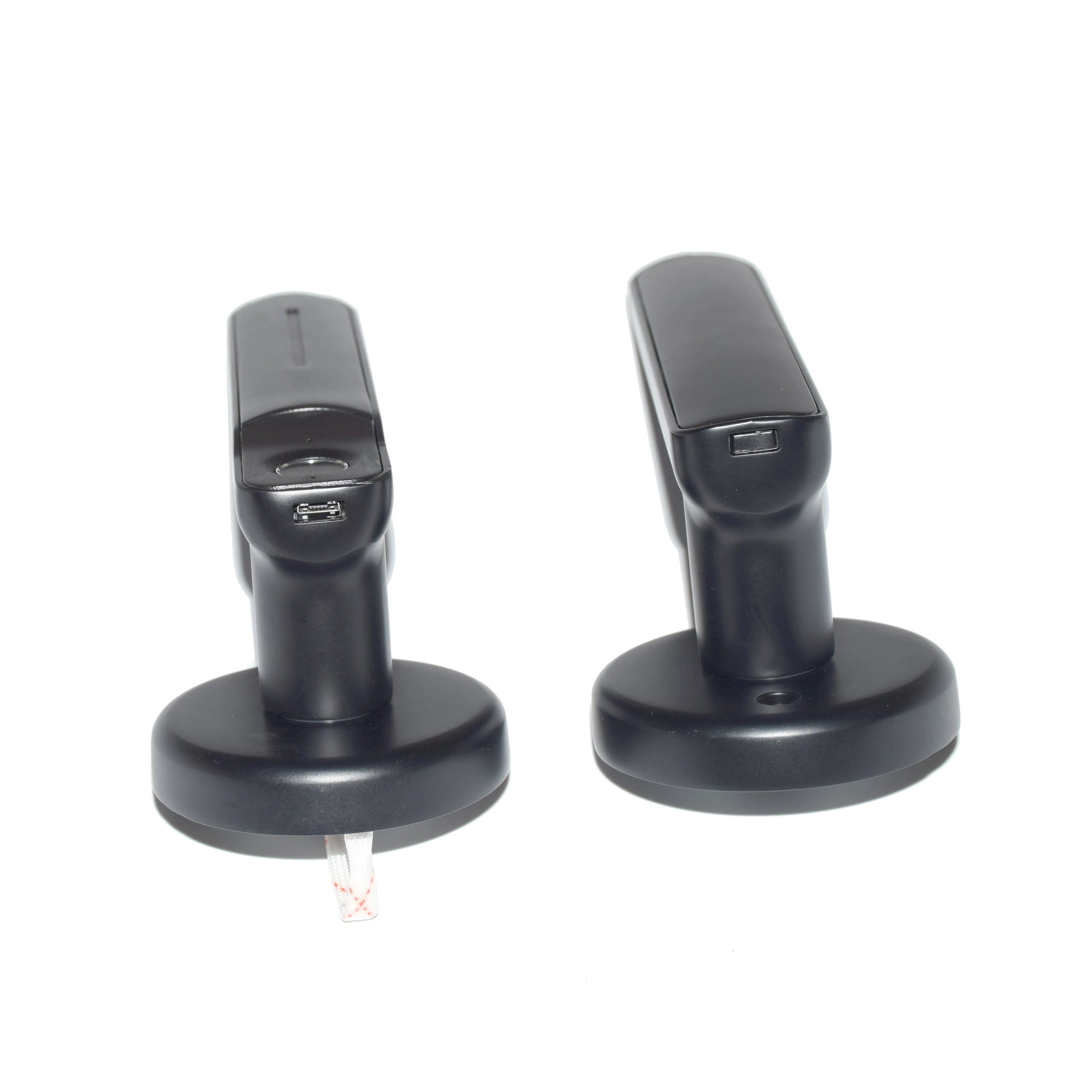 Black M4 smart fingerprint lock with zinc alloy body and semiconductor sensor on a white background
