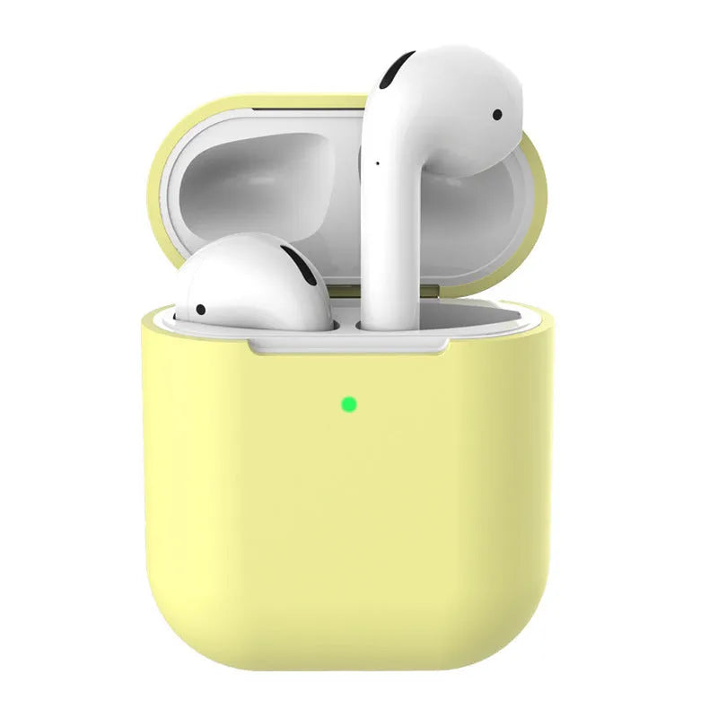 Silicone clamshell protection case for Apple AirPods 2 wireless earphones in multiple colour options.