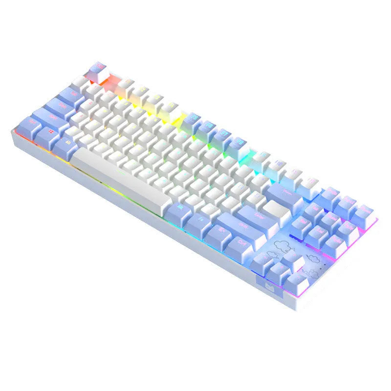 Wireless Bluetooth mechanical keyboard with metal construction in blue and purple colour options