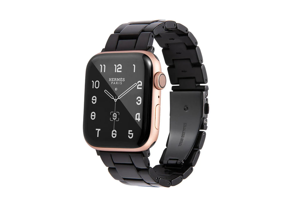 Slim resin watch strap in Army Green for Apple Watch 38-45mm with silver buckle