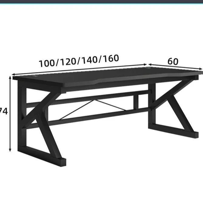 Black carbon fibre computer desk with black frame, single table in 100x60 cm size