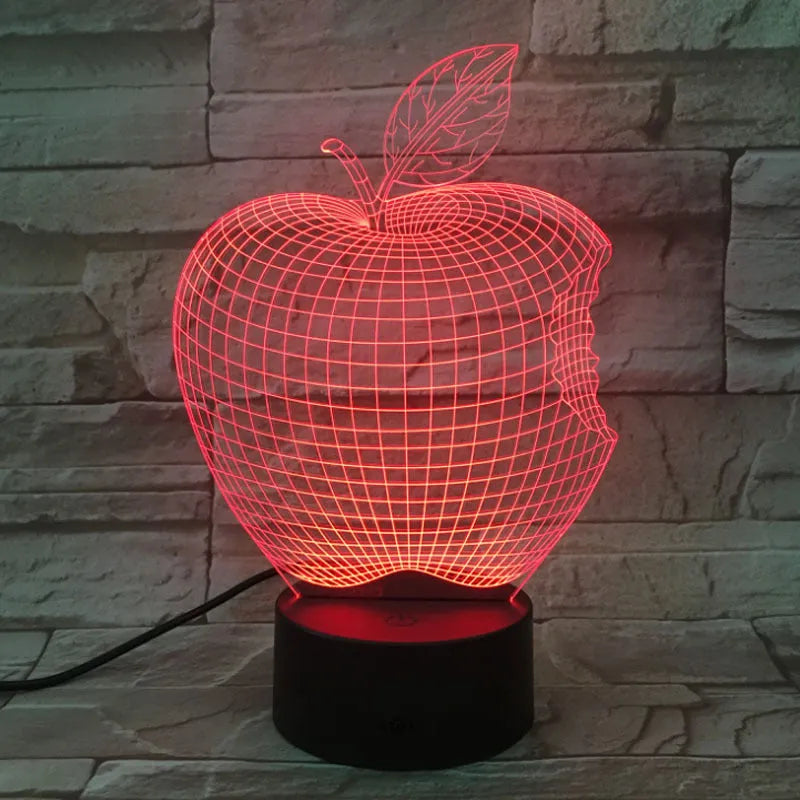 3D fruit decorative night light with touch control and seven colour LED illumination