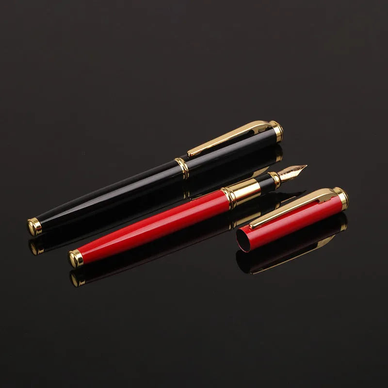 Metal ink pen with 0.5mm iridium nib in black or red for business and writing practice