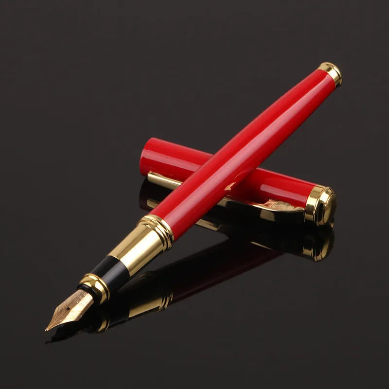 Metal ink pen with 0.5mm iridium nib in black or red for business and writing practice