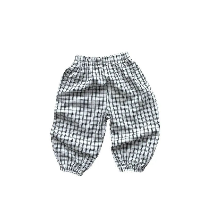 Children's anti mosquito pants in apricot gray, cotton summer thin outerwear for boys and girls
