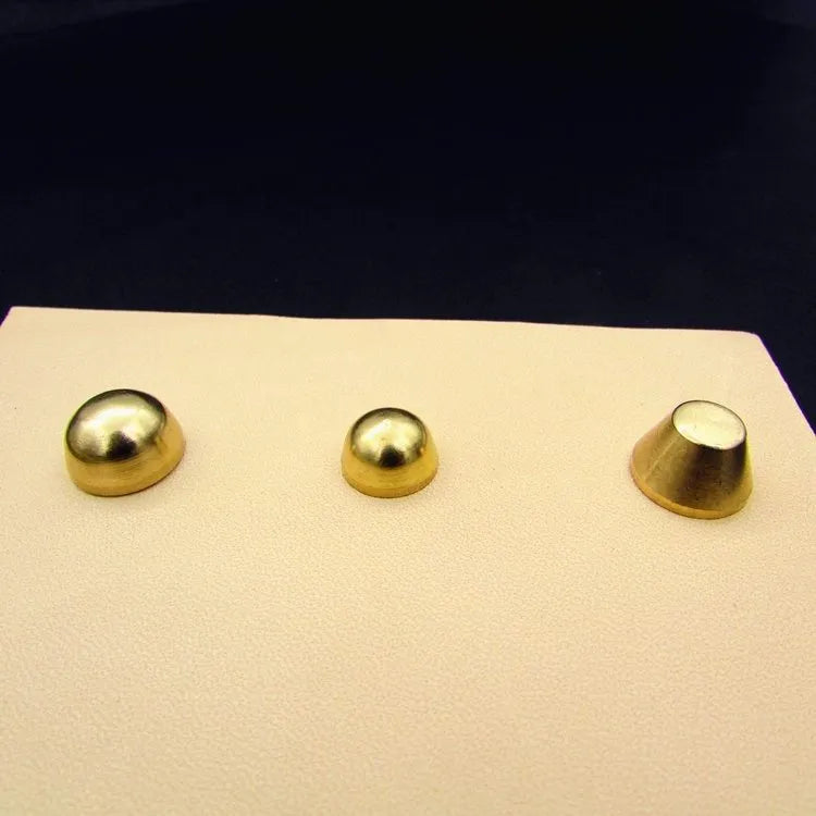 Brass decorative buckle foot nails in geometric and round styles for leathercraft hardware