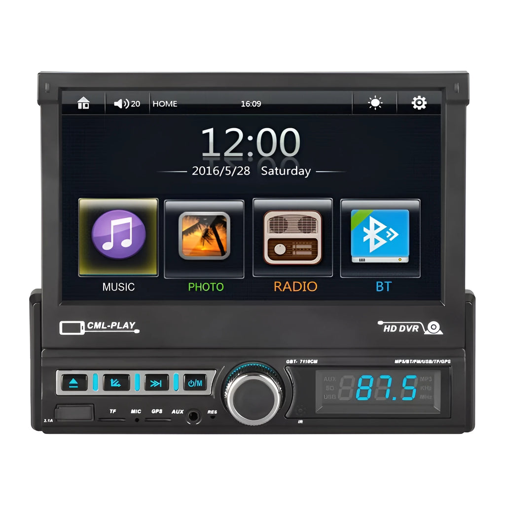 Black 7 inch touch screen MP5 player with Bluetooth 4.2 for car audio hands free calling