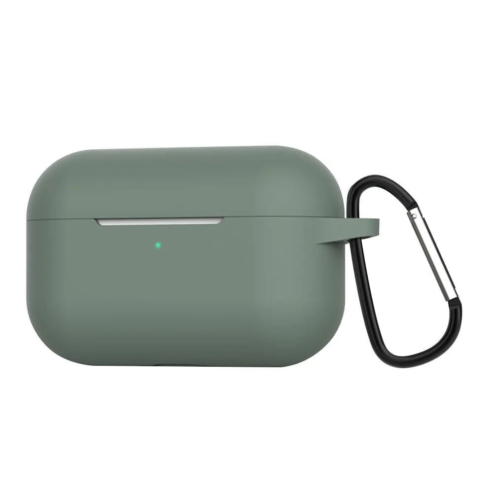Blue silicone wallet case for AirPods Pro Bluetooth earbuds with solid colour design