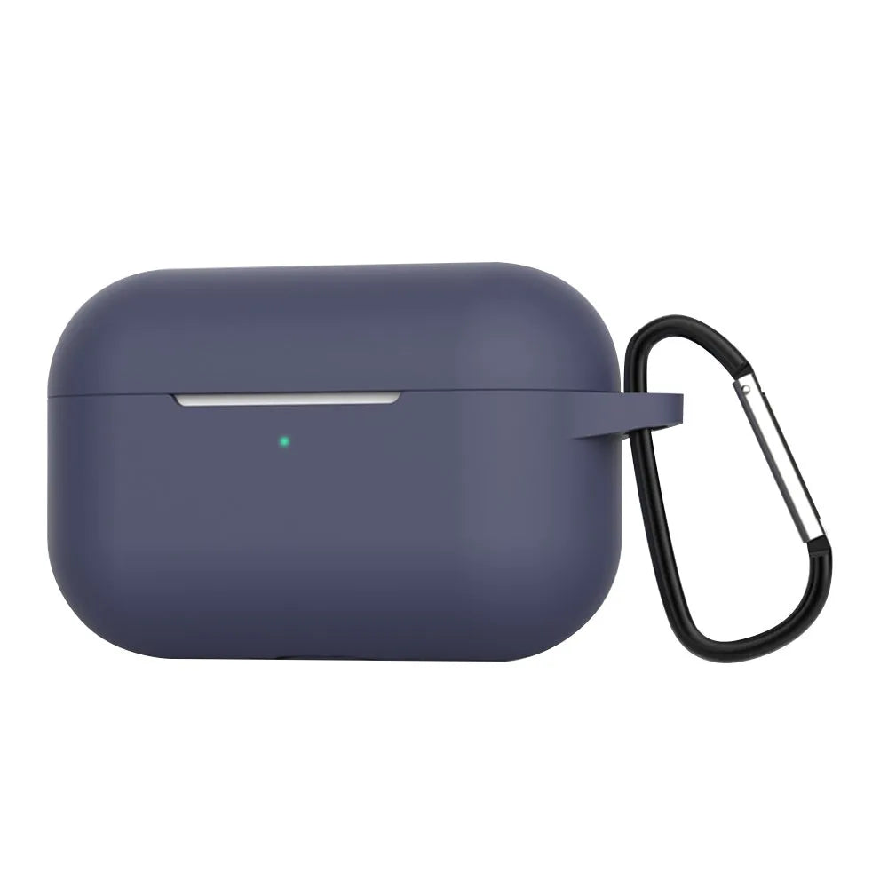Blue silicone wallet case for AirPods Pro Bluetooth earbuds with solid colour design