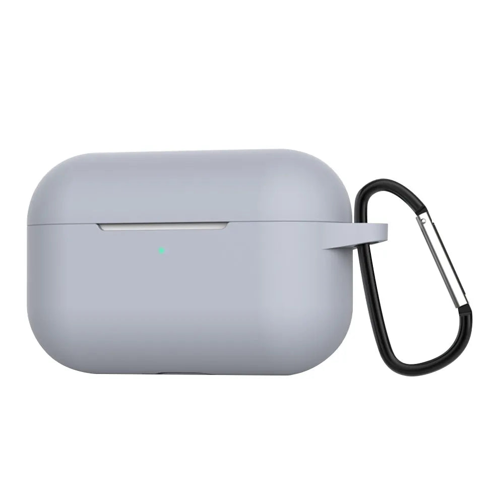 Blue silicone wallet case for AirPods Pro Bluetooth earbuds with solid colour design
